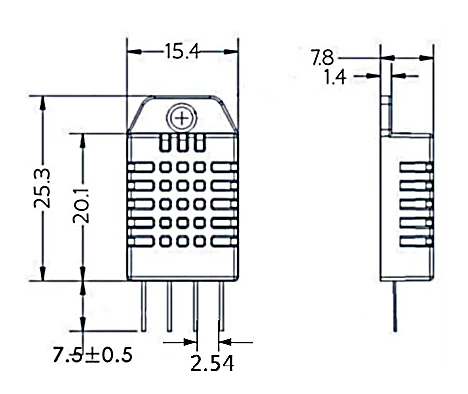 AM2302 — габаритный чертеж